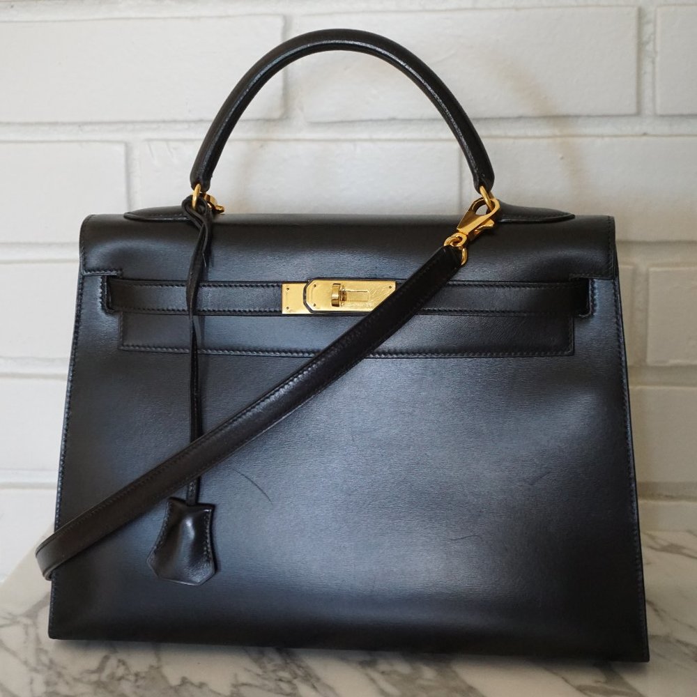 Hermès Kelly 32 Black Box Calf